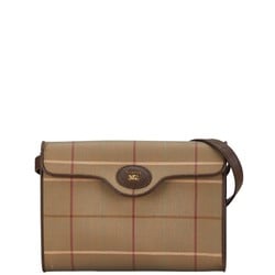 Burberry Check Shadow Horse Bag Handbag Beige Brown Canvas Leather Women's BURBERRY