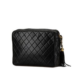 Chanel Matelasse Coco Mark Chain Shoulder Bag Black Lambskin Women's CHANEL