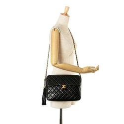 Chanel Matelasse Coco Mark Chain Shoulder Bag Black Lambskin Women's CHANEL