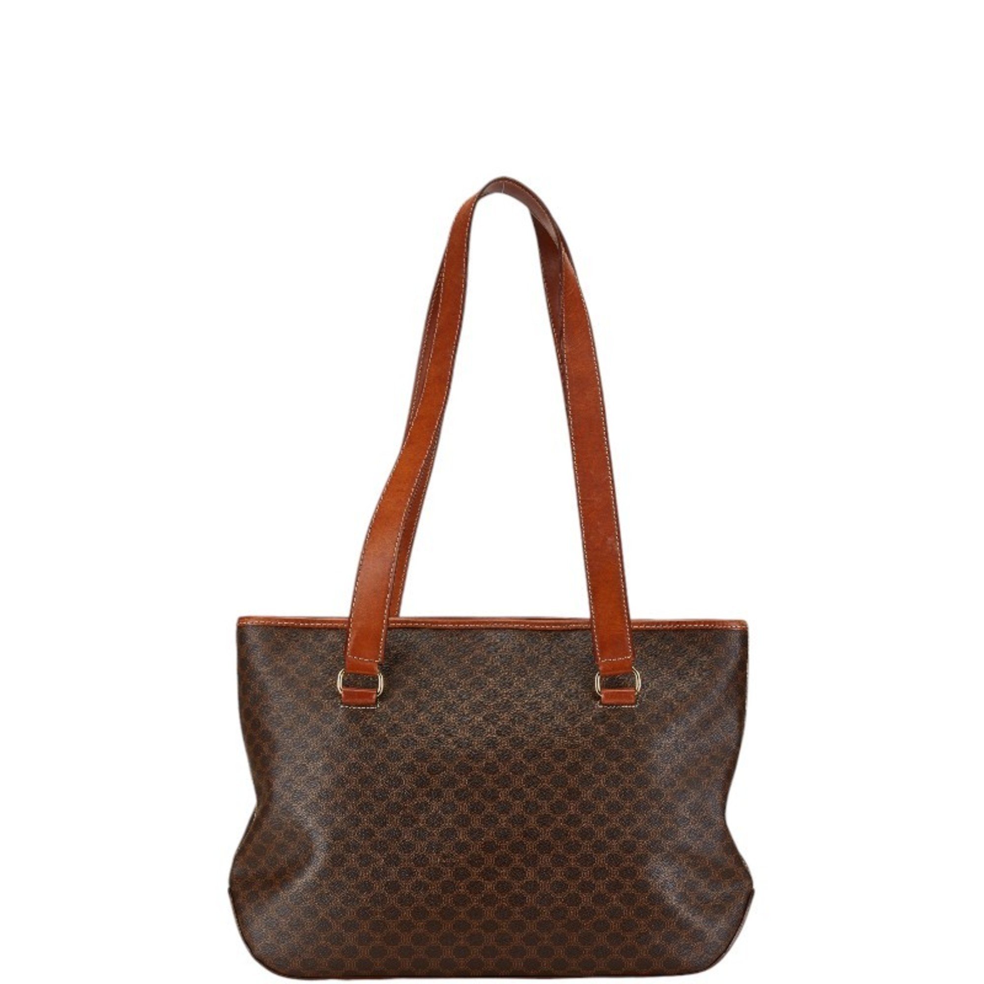 Celine Macadam Tote Bag Shoulder Brown PVC Leather Women's CELINE