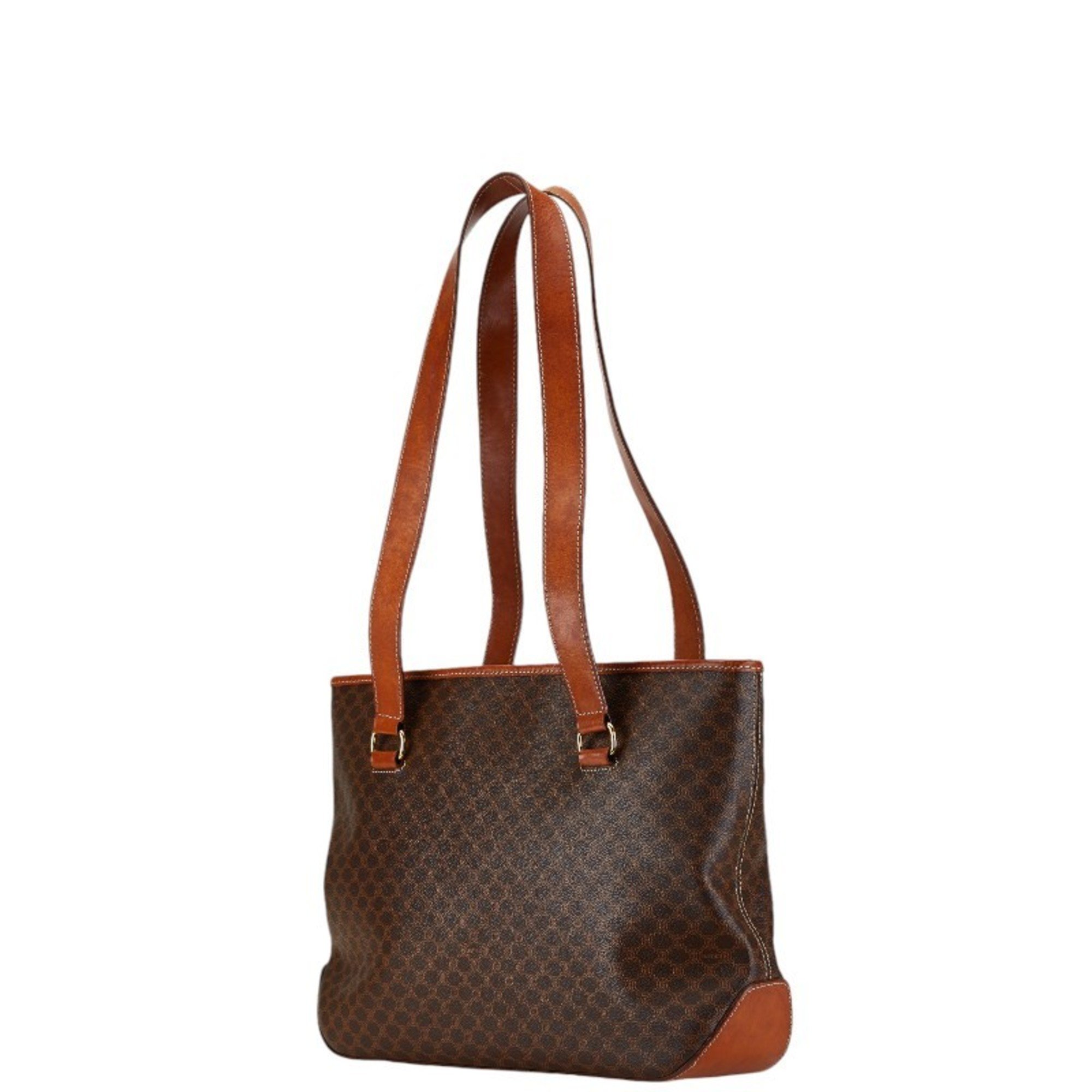 Celine Macadam Tote Bag Shoulder Brown PVC Leather Women's CELINE