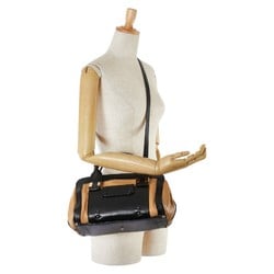 Chloé Chloe Little Alice Handbag Shoulder Bag Beige Black Leather Women's