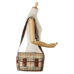 Burberry Nova Check Shadow Horse Shoulder Bag Beige Brown PVC Leather Women's BURBERRY