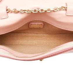 MCM Visetos Glam Chain Shoulder Bag Pink Leather Women's