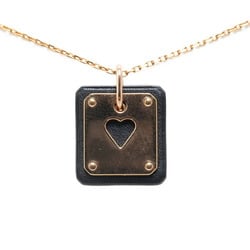 Hermes Asdukur PM Necklace Gold Black Plated Swift Leather Women's HERMES