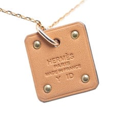 Hermes Asdukur PM Necklace Gold Black Plated Swift Leather Women's HERMES