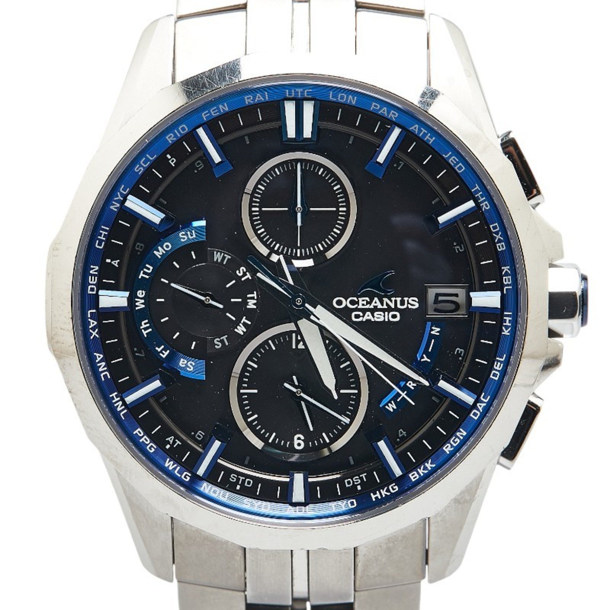 Casio Oceanus Manta Day Date Solar Radio Controlled Watch OCW-S3000-1AJF Quartz Black Dial Titanium Men's CASIO