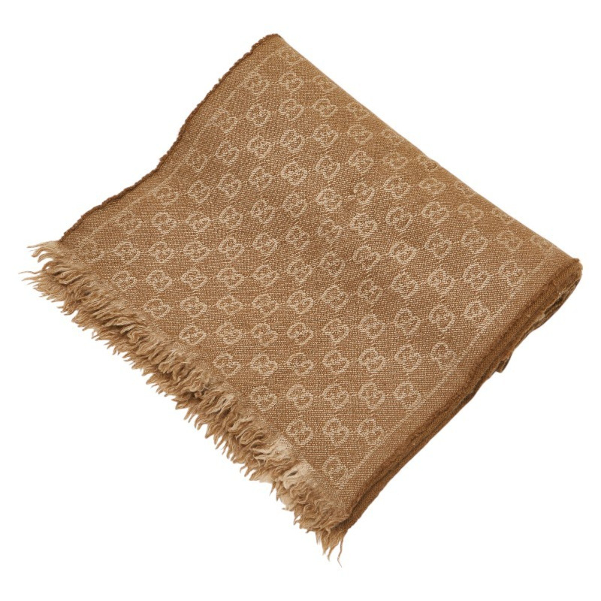 Gucci GG Wool Stole Scarf Brown Women's GUCCI