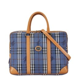 Burberry Nova Check Shadow Horse Handbag Shoulder Bag Blue Brown PVC Leather Women's BURBERRY