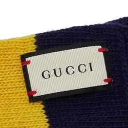 Gucci Border LOVED Snake Motif Scarf Navy Yellow Wool Women's GUCCI