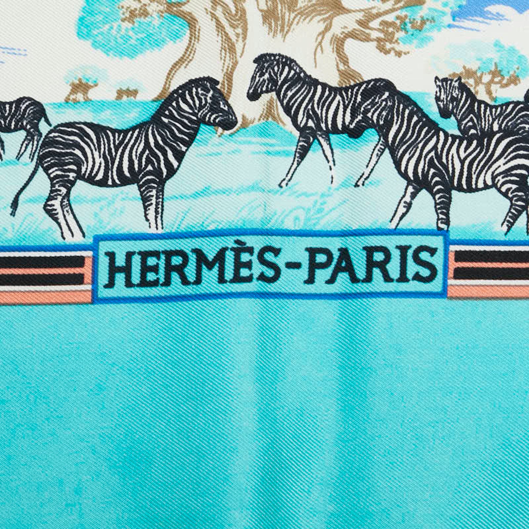 Hermes Carre 90 TROPIQUES Tropical Scarf Muffler Blue Pink Multicolor Silk Women's HERMES