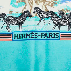 Hermes Carre 90 TROPIQUES Tropical Scarf Muffler Blue Pink Multicolor Silk Women's HERMES