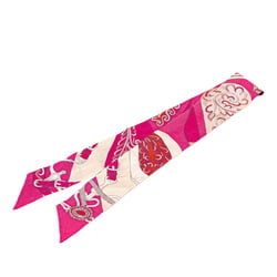 Hermes Twilly FESTIVAL DES AMAZONES Amazon Festival Scarf Muffler Fuchsia Nacré Rose Silk Women's HERMES