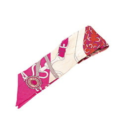 Hermes Twilly FESTIVAL DES AMAZONES Amazon Festival Scarf Muffler Fuchsia Nacré Rose Silk Women's HERMES