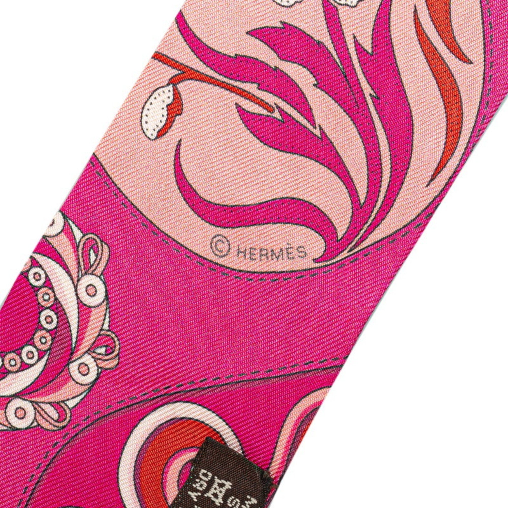 Hermes Twilly FESTIVAL DES AMAZONES Amazon Festival Scarf Muffler Fuchsia Nacré Rose Silk Women's HERMES