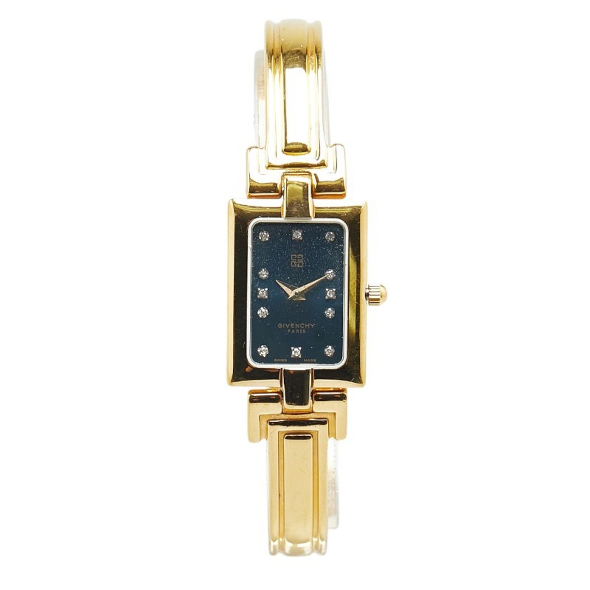 Givenchy Square Bangle Watch Quartz Navy Dial Stainless Steel Women's