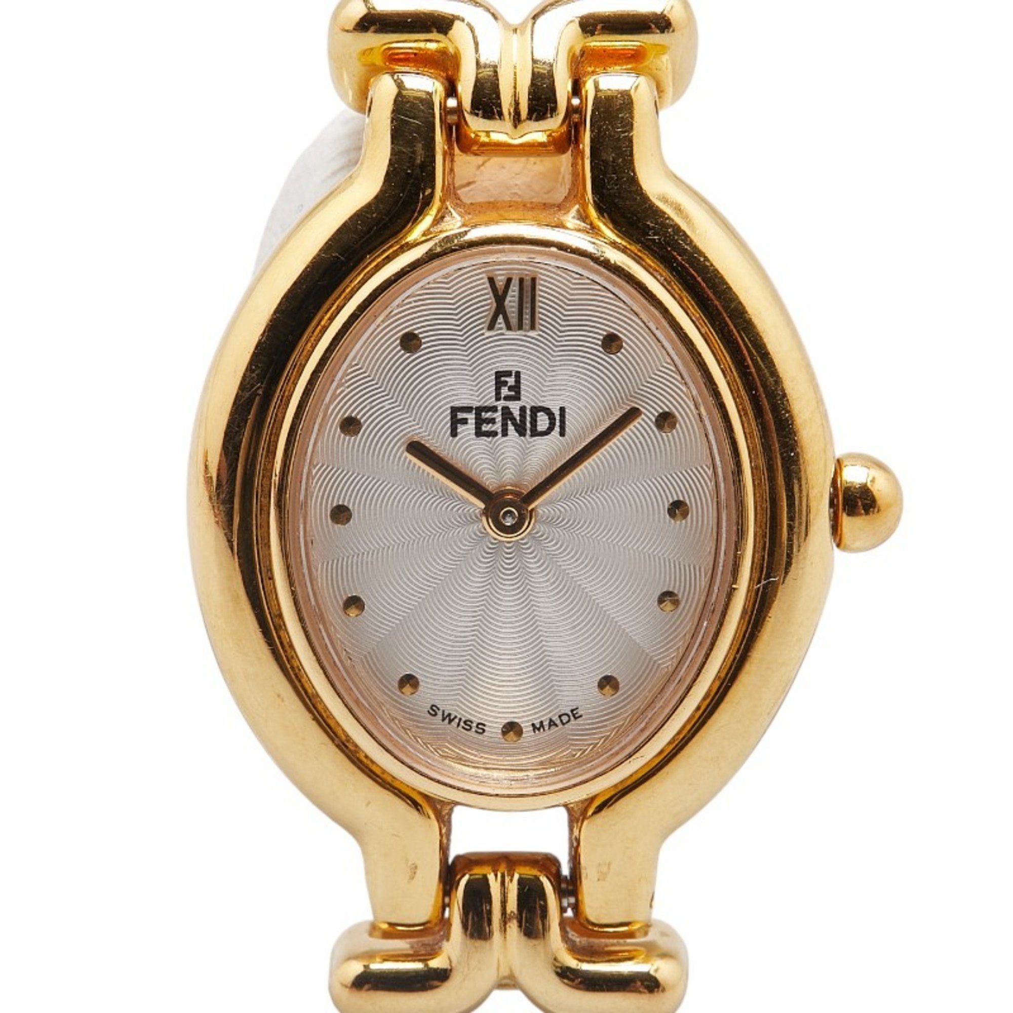 FENDI Chameleon Changeable Strap 8 Colors Watch 640L Quartz White Dial Stainless Steel Women's