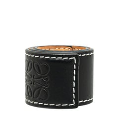 LOEWE Anagram Slap Bracelet Small Bangle Black Leather Women's