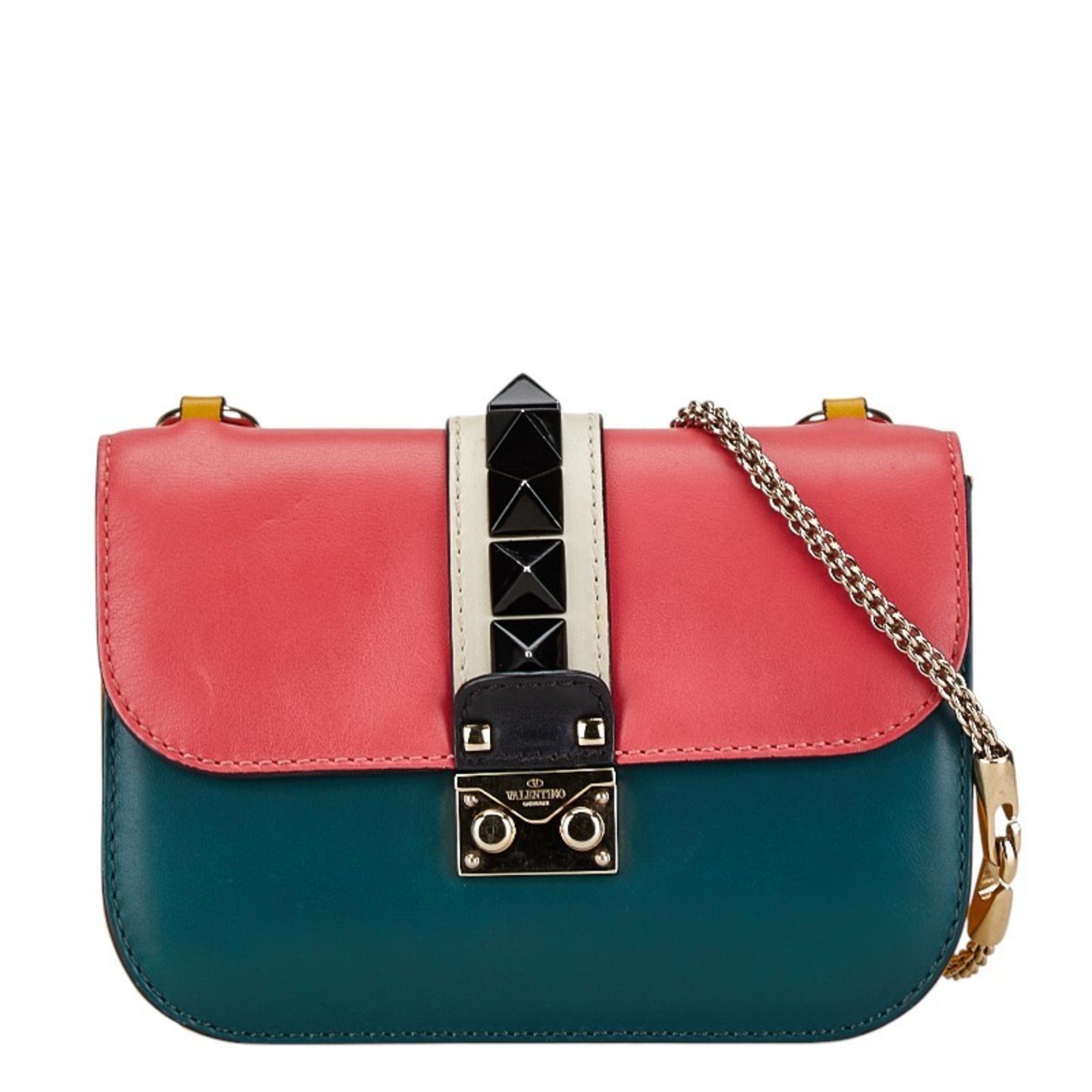 Valentino Rockstud Shoulder Bag Multicolor Leather Women's