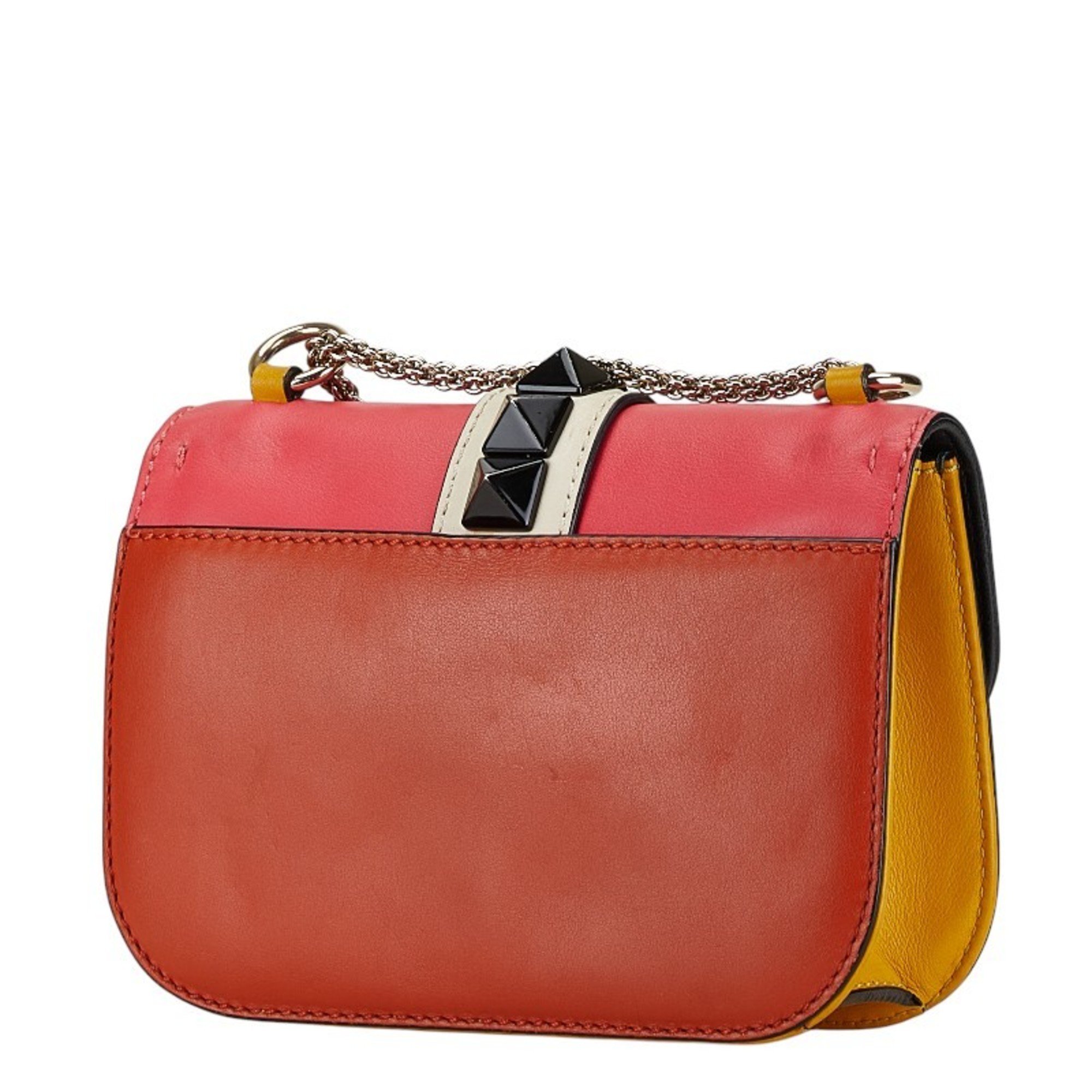 Valentino Rockstud Shoulder Bag Multicolor Leather Women's