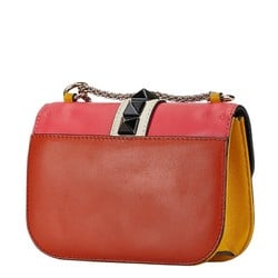 Valentino Rockstud Shoulder Bag Multicolor Leather Women's