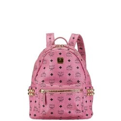 MCM Visetos Glam Studs Backpack Pink PVC Leather Women's