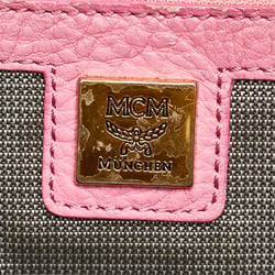 MCM Visetos Glam Studs Backpack Pink PVC Leather Women's