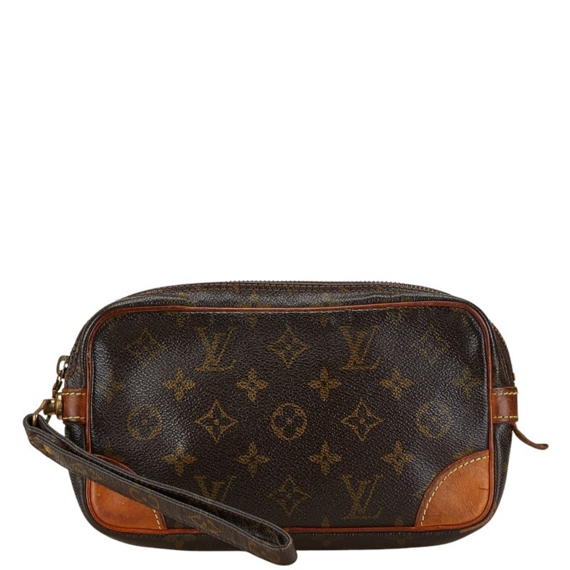 Louis Vuitton Monogram Marly Dragonne PM Second Bag Clutch M51827 Brown PVC Leather Women's LOUIS VUITTON