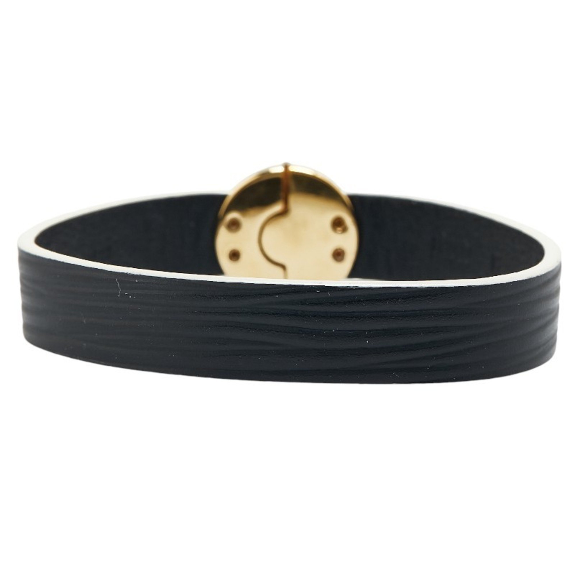 Louis Vuitton Epi Bracelet Flower Action Bangle M6532 Black Gold Plated Leather Women's LOUIS VUITTON