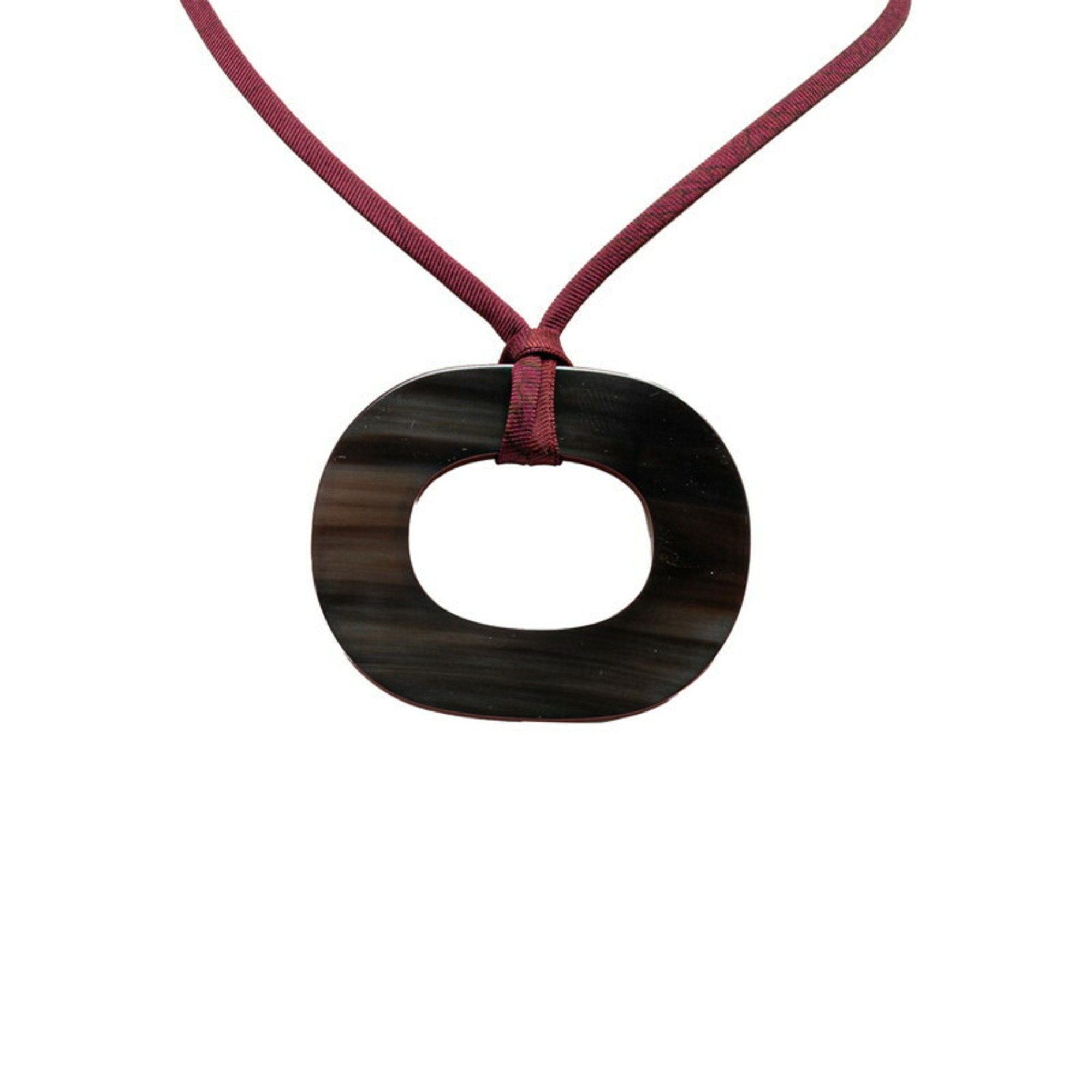 Hermes Necklace Wine Red Black Buffalo Horn Women's HERMES