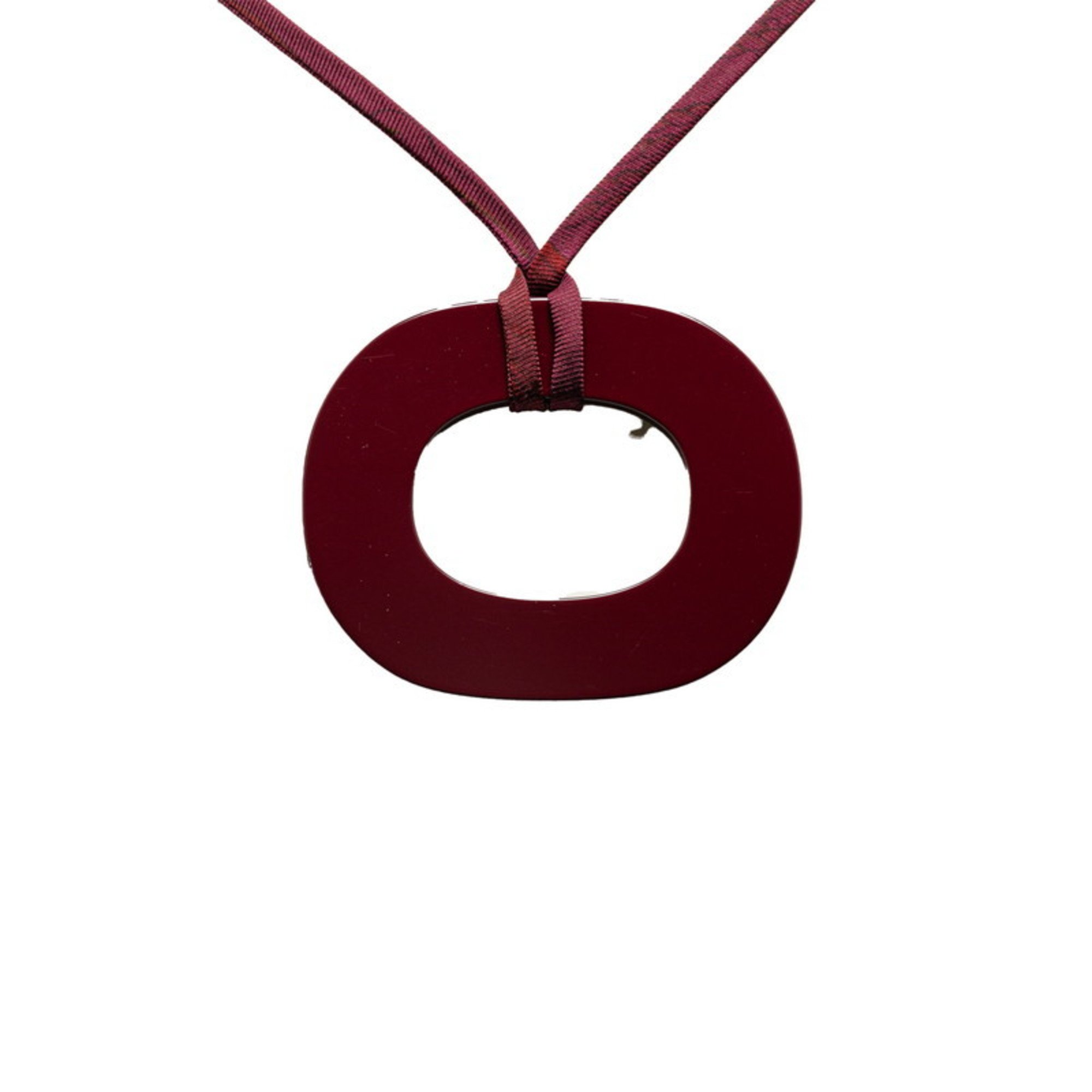 Hermes Necklace Wine Red Black Buffalo Horn Women's HERMES