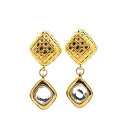 Chanel Matelasse Diamond Motif Bijou Earrings Gold Plated Women's CHANEL