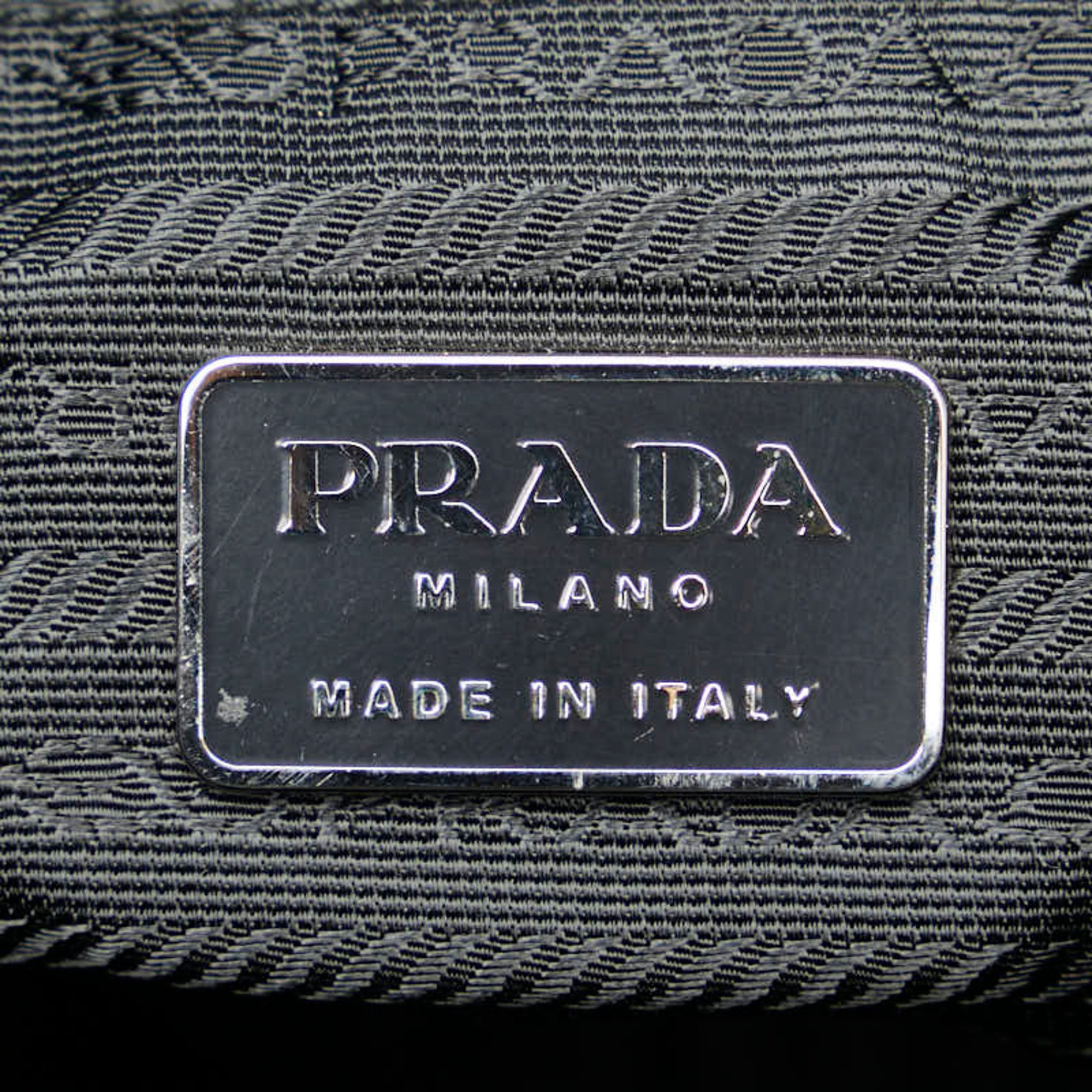 Prada Triangle Plate Shoulder Bag BT6671 Black Nylon Leather Women's PRADA