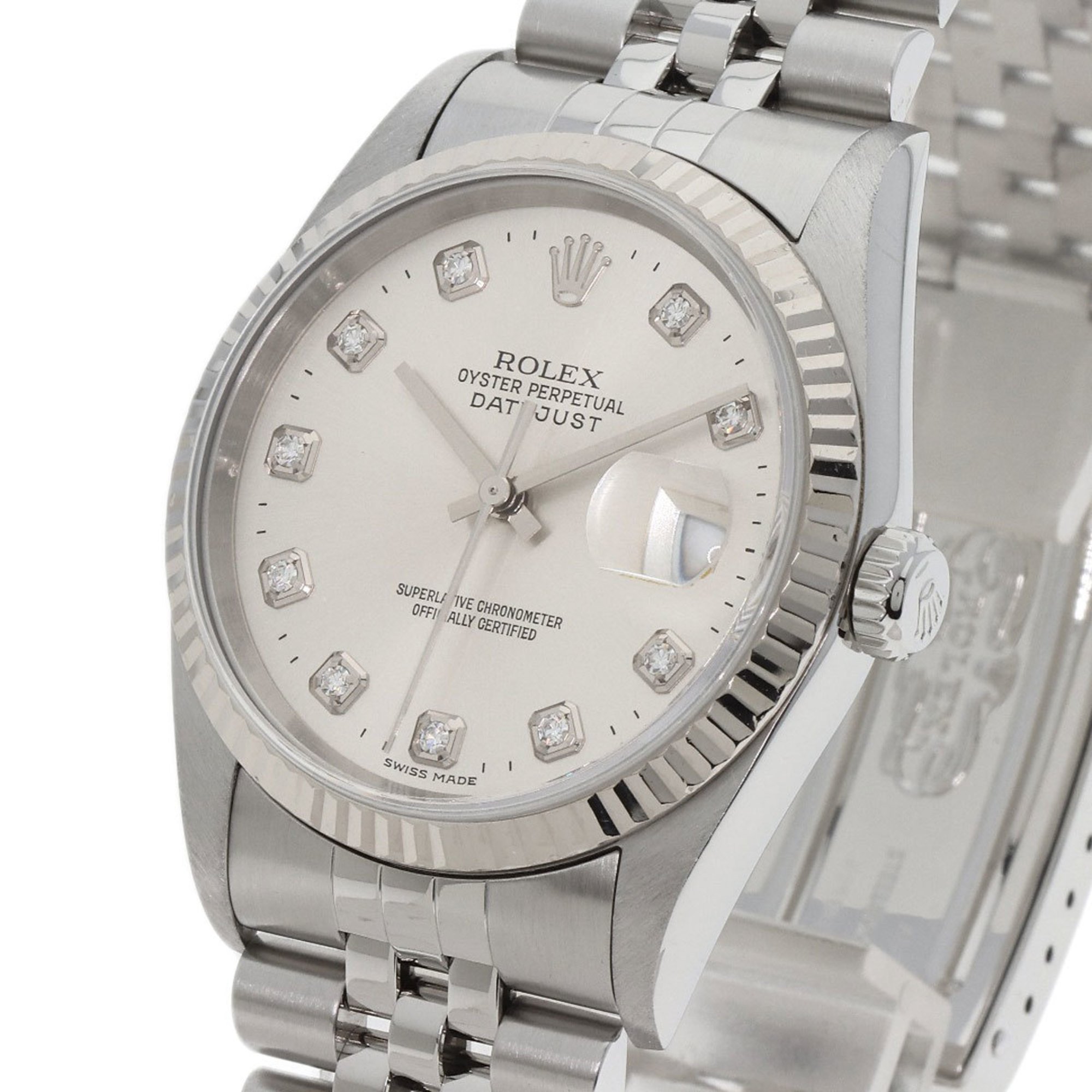 Rolex 16234G Datejust 10P Diamond Watch Stainless Steel SS K18WG Men's ROLEX