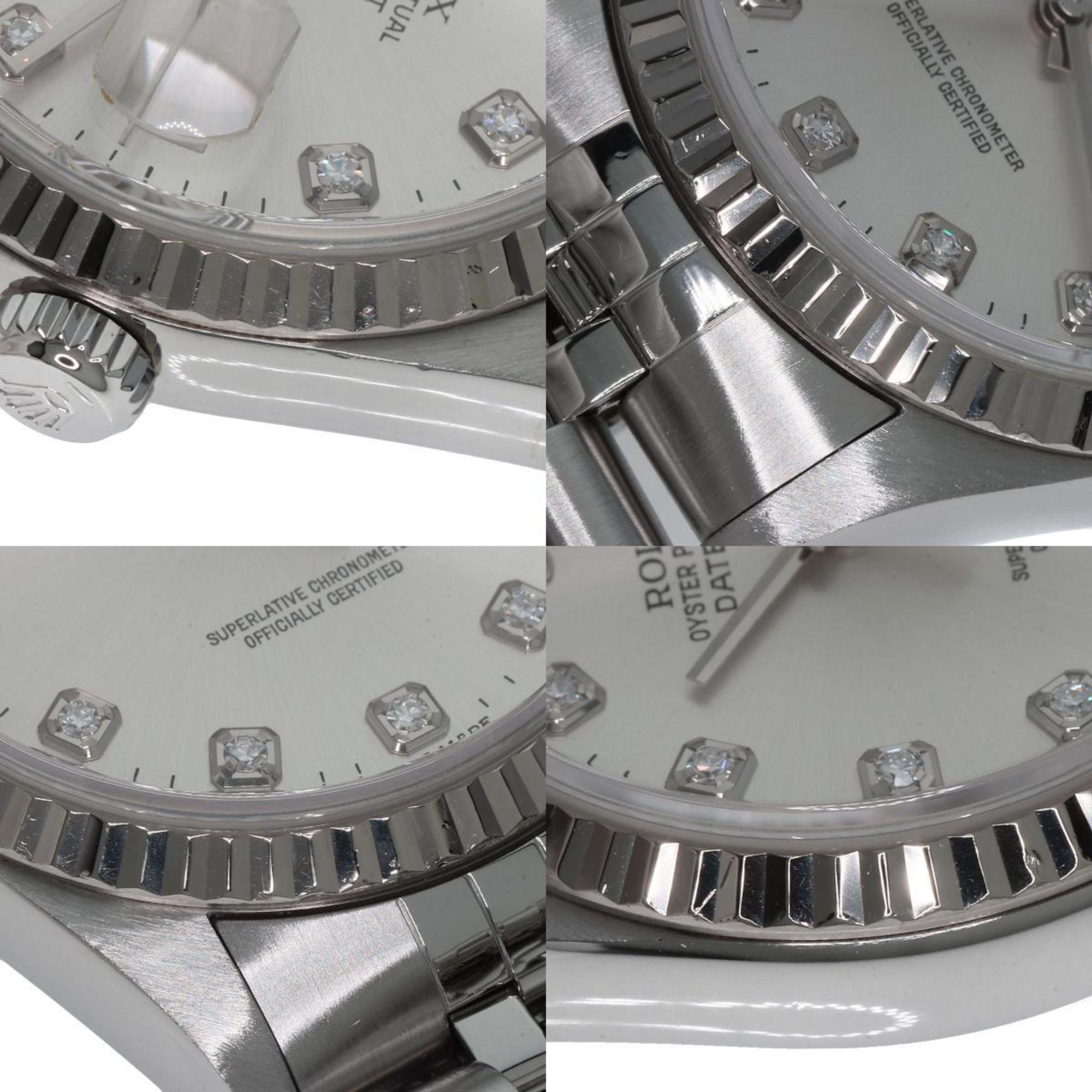 Rolex 16234G Datejust 10P Diamond Watch Stainless Steel SS K18WG Men's ROLEX