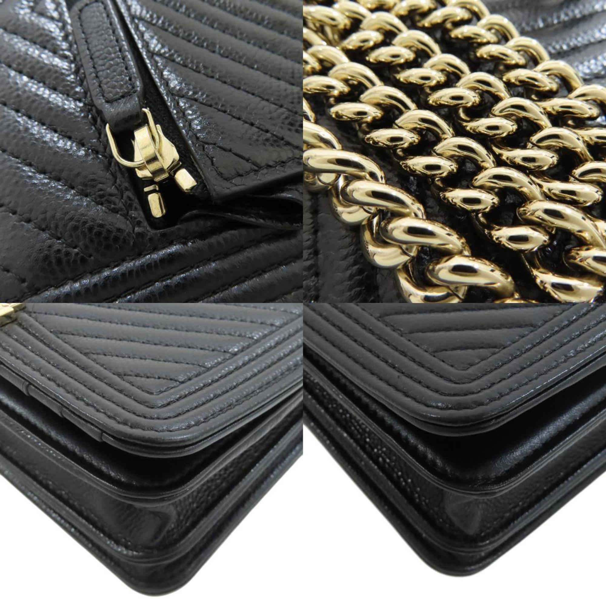 Chanel Chain Wallet Boy Long Caviar Skin Women's CHANEL