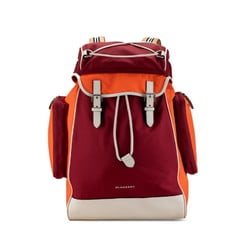 Burberry Nova Check Backpack Red Orange White Nylon Leather Women's BURBERRY