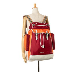 Burberry Nova Check Backpack Red Orange White Nylon Leather Women's BURBERRY