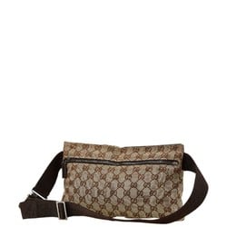 Gucci GG Canvas Waist Bag Body 28566 Beige Brown Leather Women's GUCCI