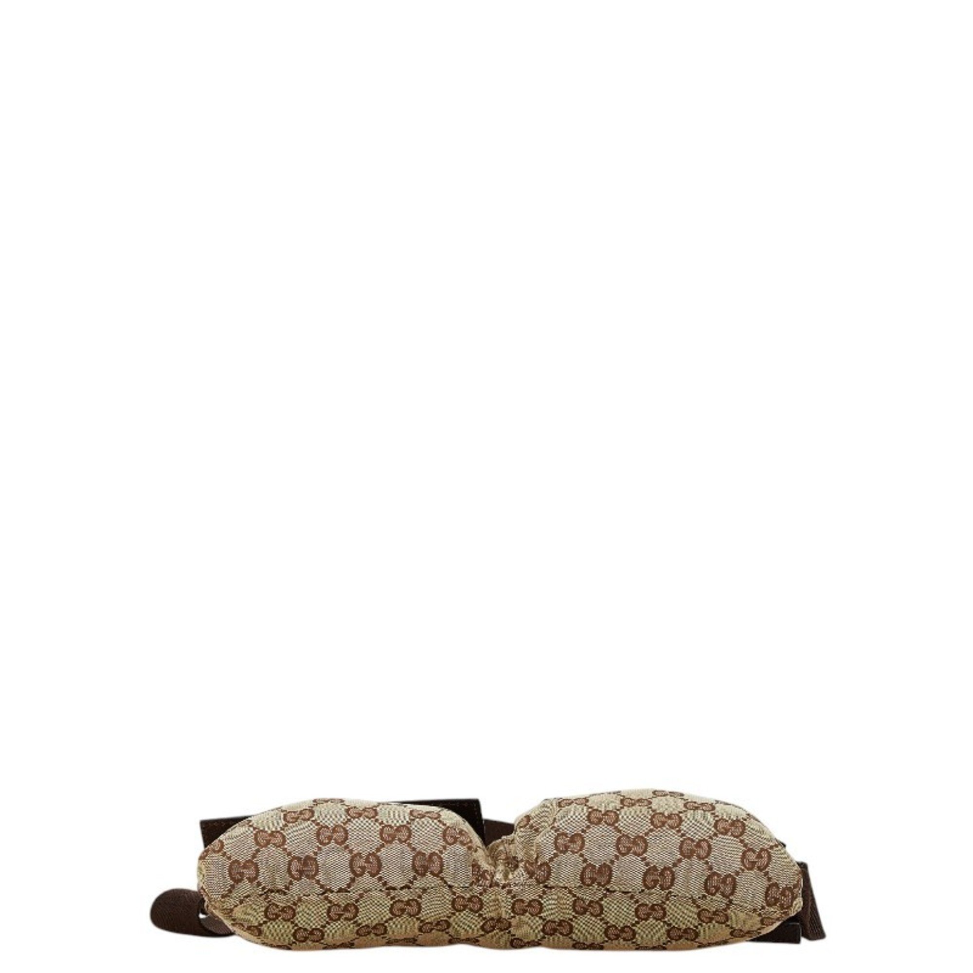 Gucci GG Canvas Waist Bag Body 28566 Beige Brown Leather Women's GUCCI