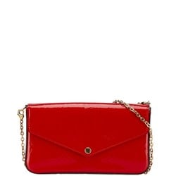 Louis Vuitton Monogram Vernis Pochette Felicie Chain Shoulder Bag M61293 Cerise Red Patent Leather Women's LOUIS VUITTON