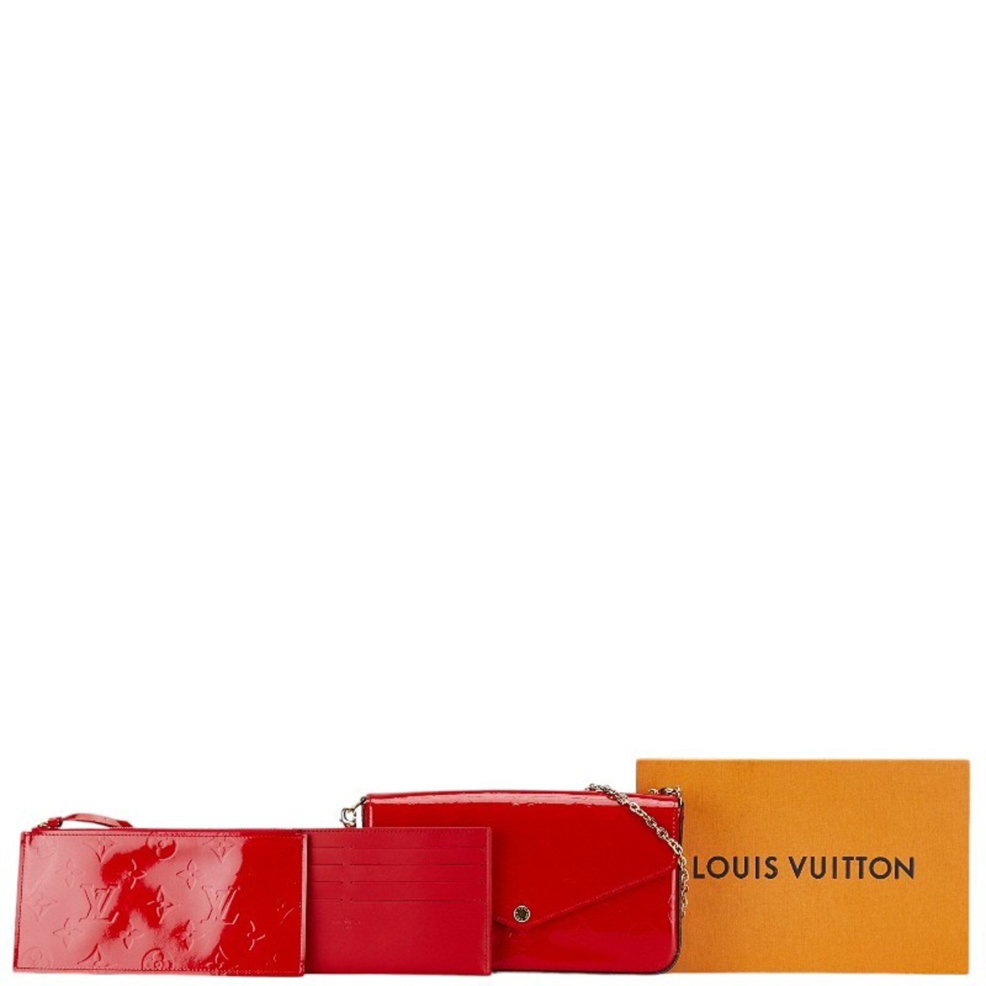 Louis Vuitton Monogram Vernis Pochette Felicie Chain Shoulder Bag M61293 Cerise Red Patent Leather Women's LOUIS VUITTON