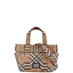 Burberry Nova Check Handbag Shoulder Bag Beige Brown PVC Women's BURBERRY