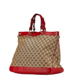 Gucci GG Canvas Valentine Handbag Shoulder Bag 282342 Beige Red Leather Women's GUCCI