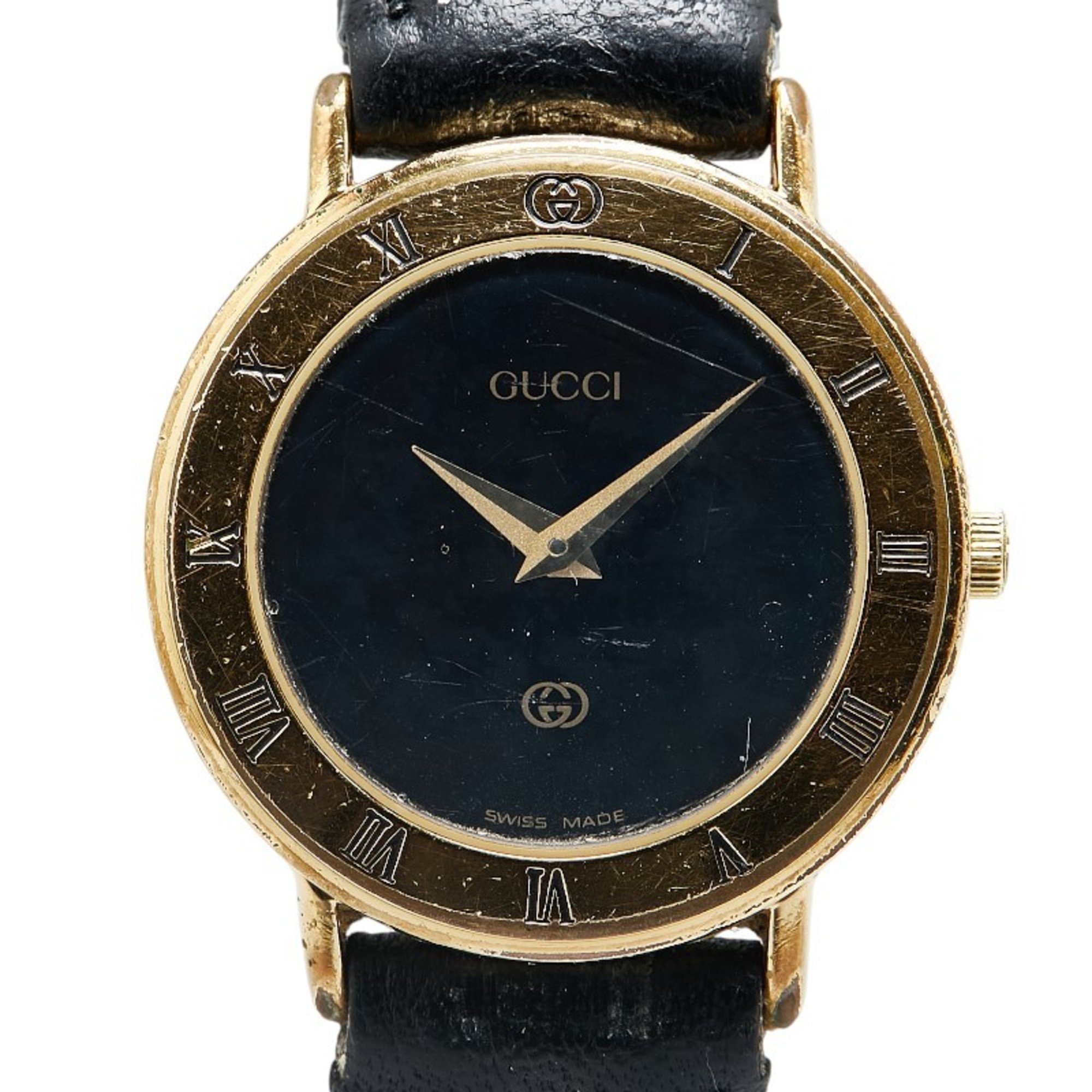 Gucci Watch 3000L Quartz Black Dial Leather Ladies GUCCI