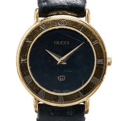 Gucci Watch 3000L Quartz Black Dial Leather Ladies GUCCI