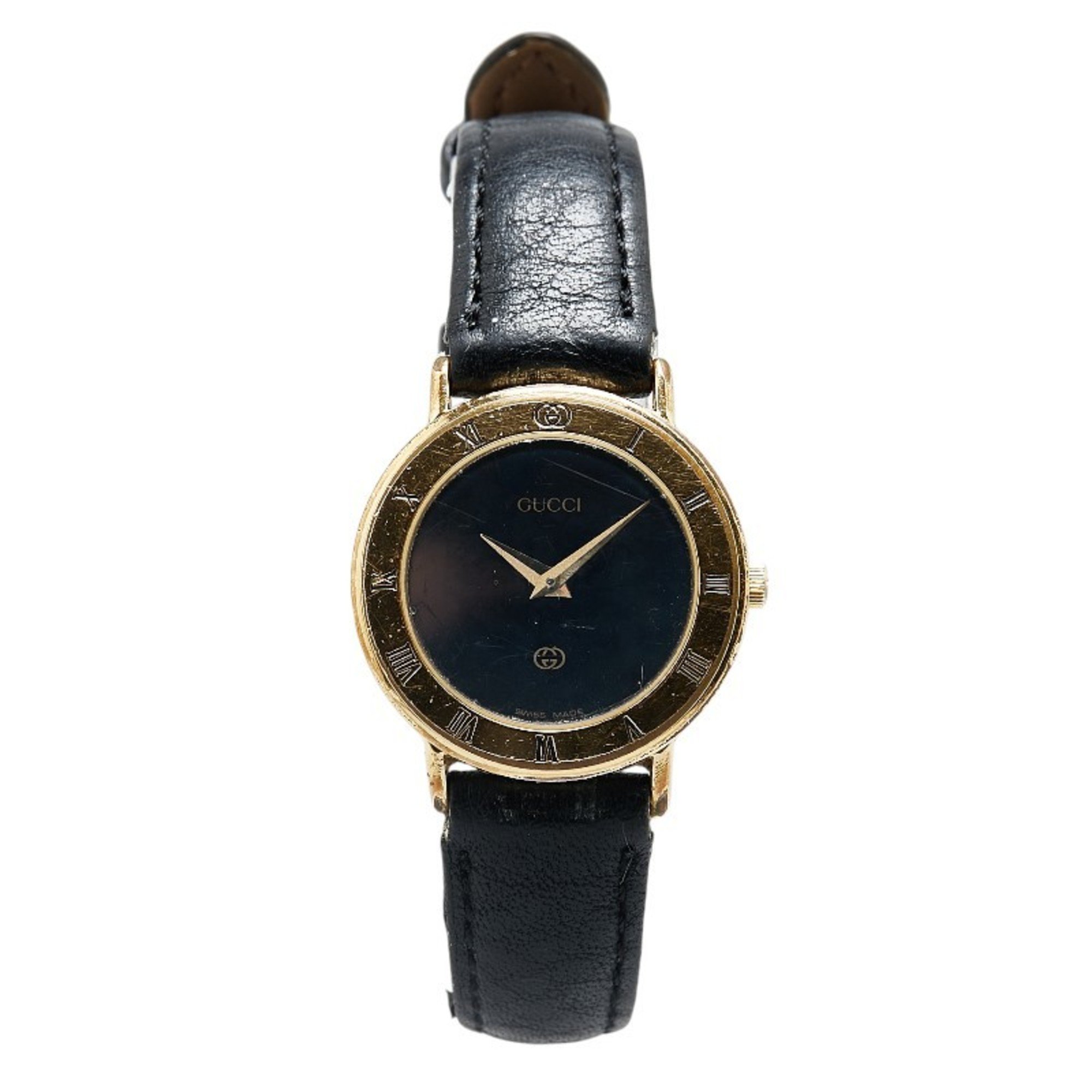 Gucci Watch 3000L Quartz Black Dial Leather Ladies GUCCI