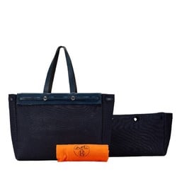 Hermes Airbag Cabas GM Handbag Tote Bag Black Canvas Leather Women's HERMES