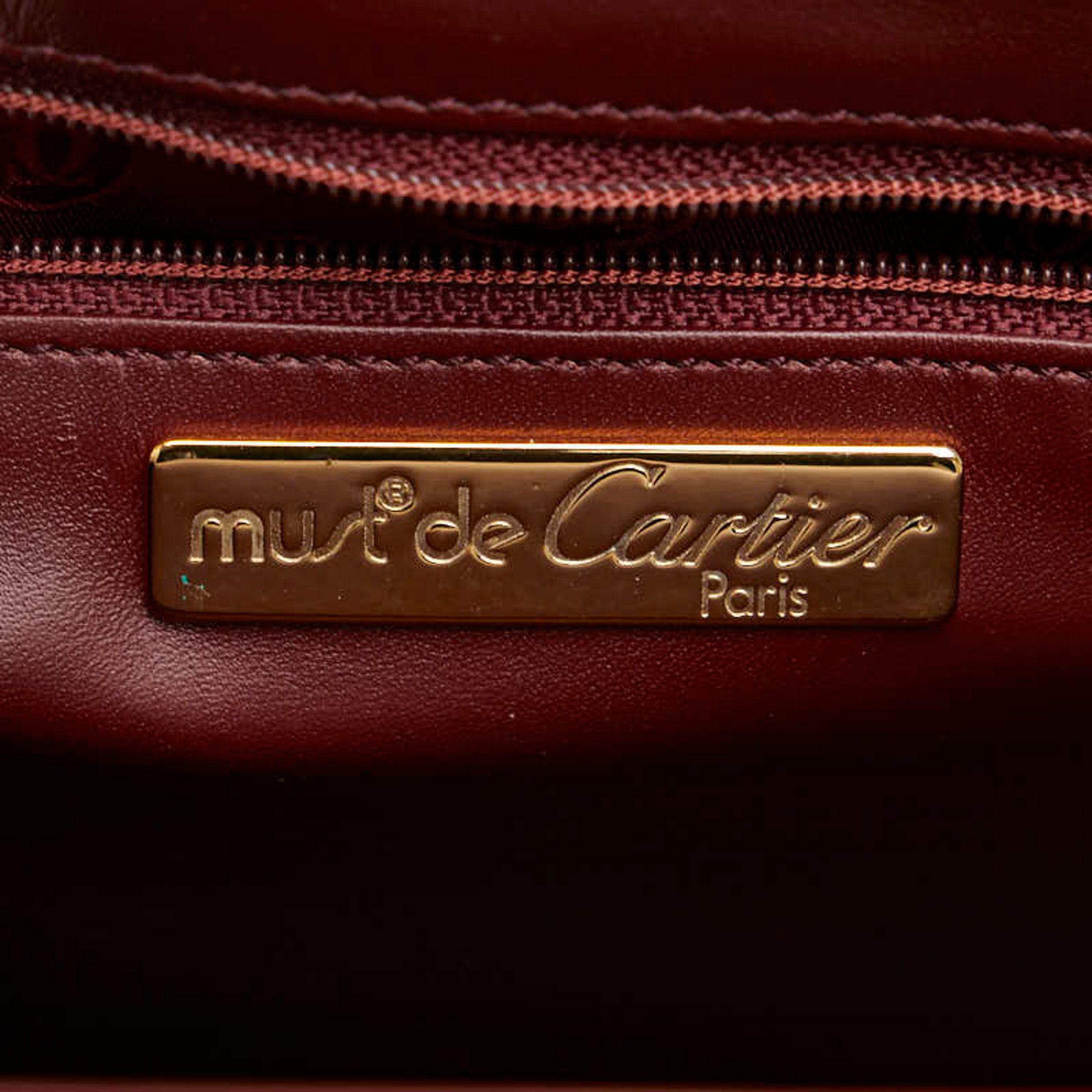 Cartier Must de Shoulder Bag Wine Red Leather Women's CARTIER