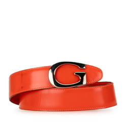 Gucci G Buckle Belt 037 194 0956 Orange Leather Women's GUCCI